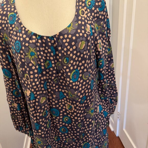 Boden Printed Silk Dress UK14 US10L Multicolor Dotted Floral Pattern 3/4 Sleeves - Picture 5 of 12
